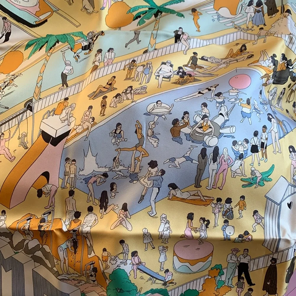 🏝️⛱️ New Authentic Hermes Silk Scarf on The Beach scarf 90 with Box